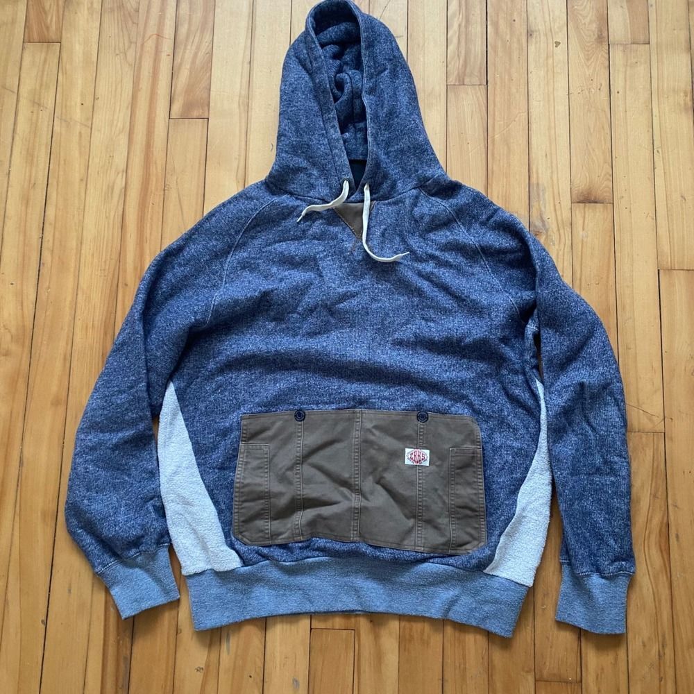 Crooks & Castles Blue Heathered Hoodie Patch Pocket Drawstring Hood Mens XL